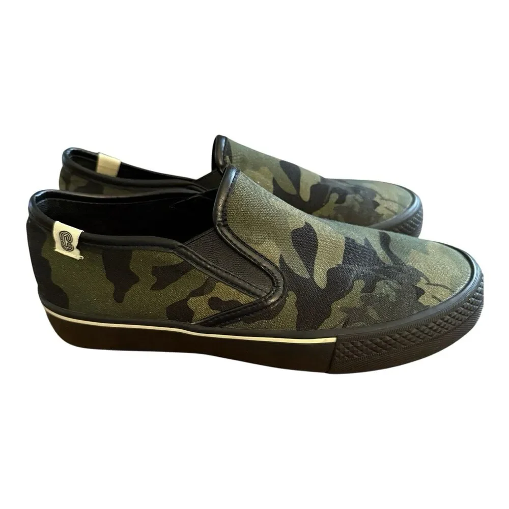 Coach Canvas Slip On Skate Sneaker Mens Size 7 D Army Green Black Camo CA011
